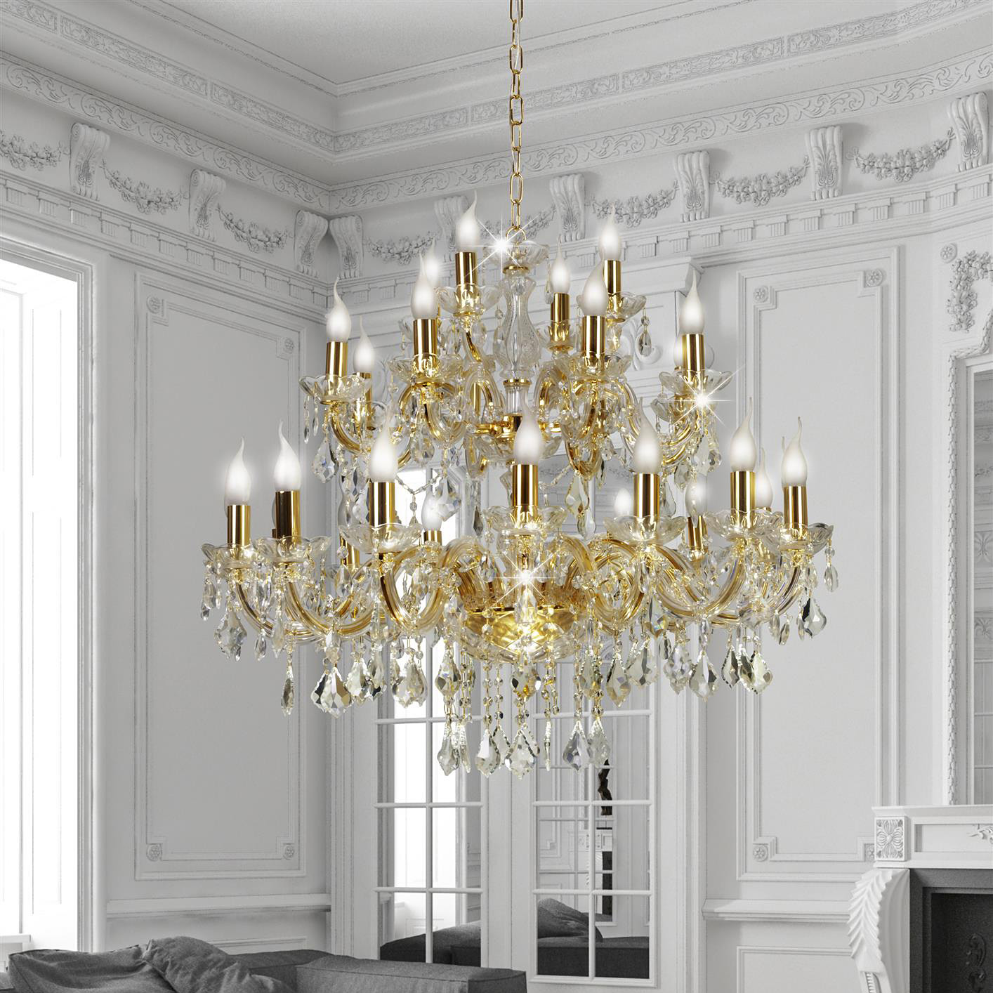 Candellux Maria Teresa lampa wisząca 28x40W złoty 30-94622