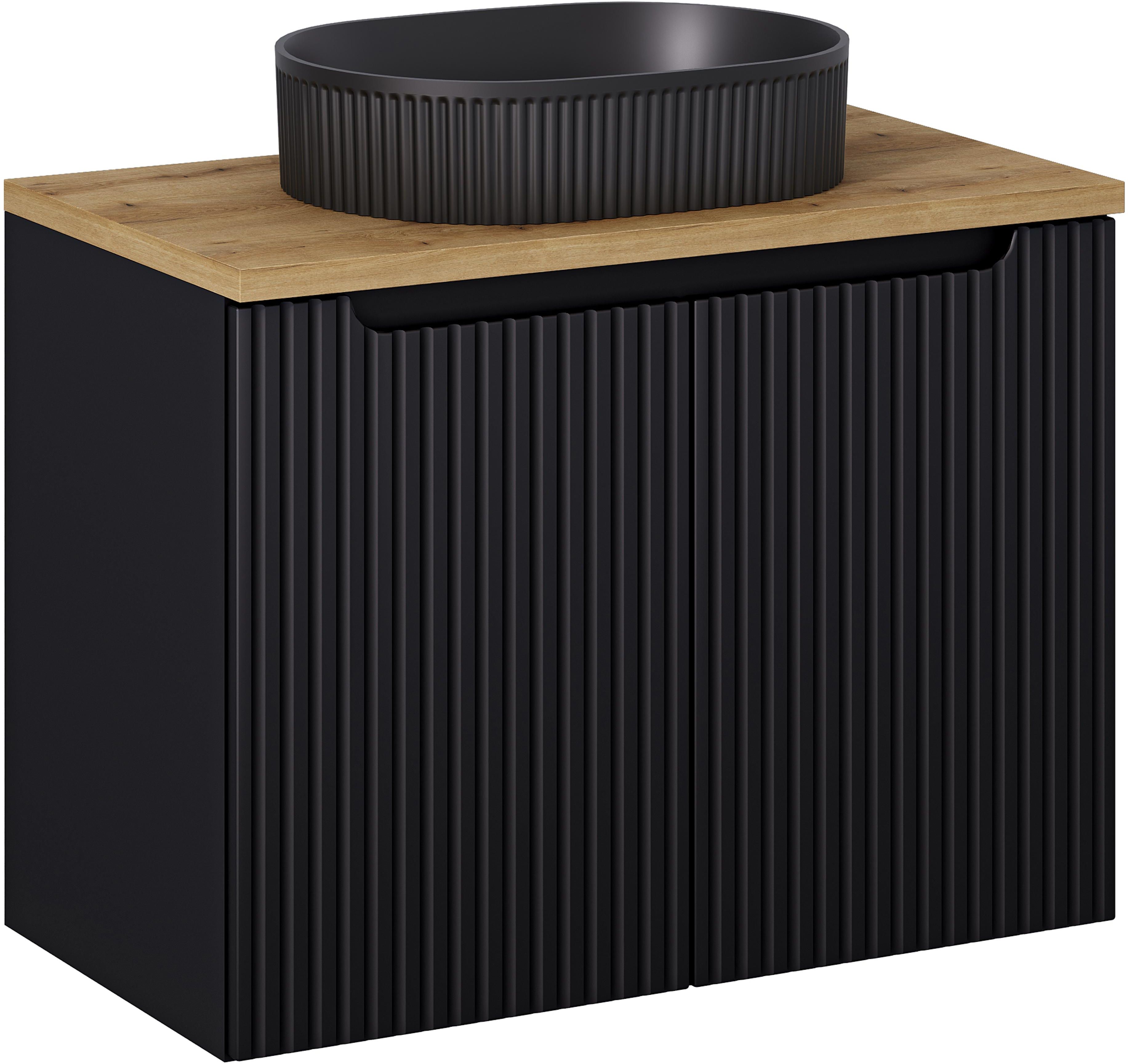 Comad Nova Black szafka 80 cm podumywalkowa wisząca z umywalką czarna SET-NOB B OAK 80CM D UN BEYOND 5 BM