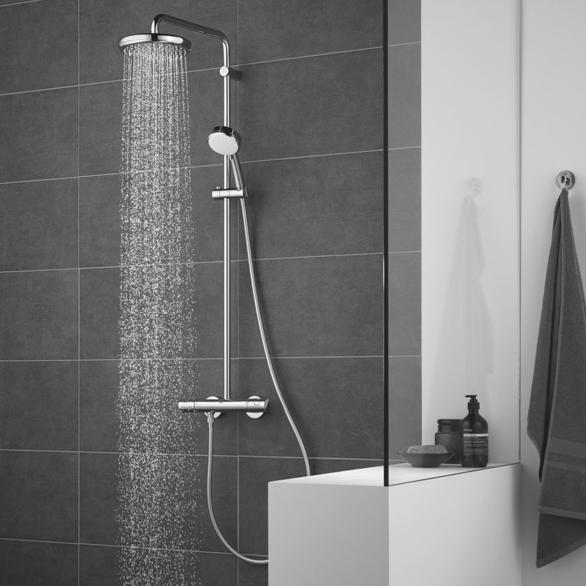 Grohe New Tempesta Cosmopolitan zestaw prysznicowy z baterią ścienną termostatyczną chrom 27922001 - Wysyłka w 24h