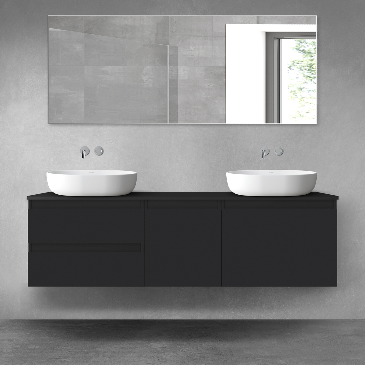 Oltens Vernal zestaw mebli łazienkowych 160 cm z blatem czarny mat 68408300 - Wysyłka w 24h