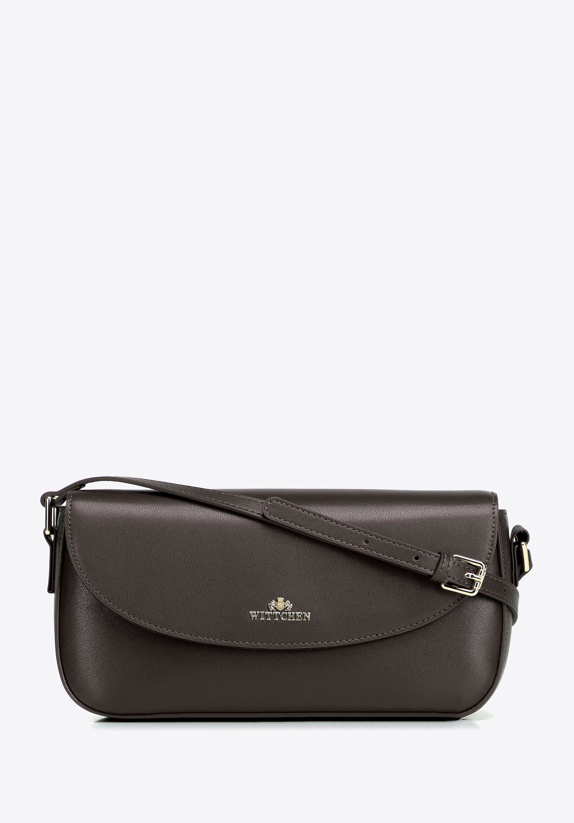 Damska skórzana listonoszka z regulowanym paskiem ciemny brąz