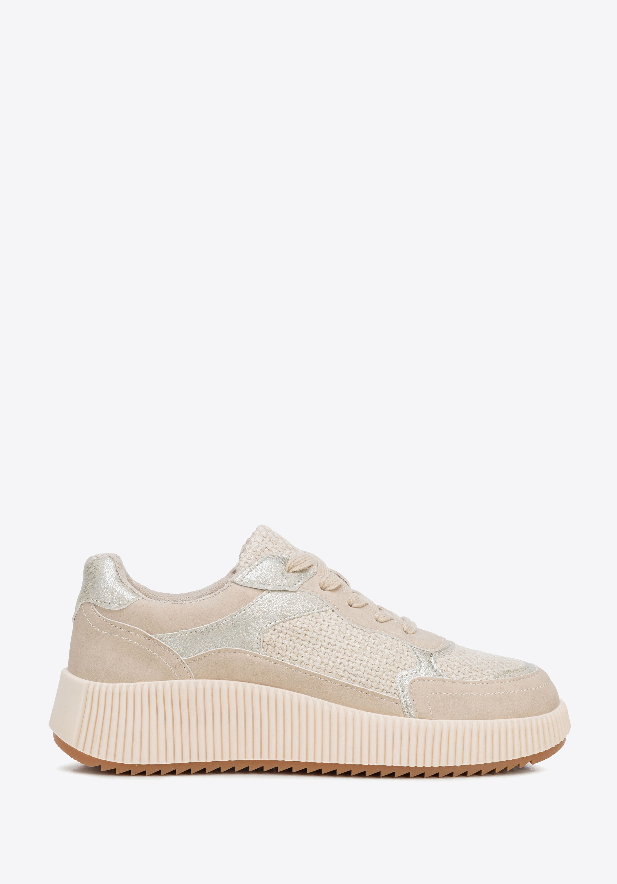 Dodatkowe rabaty - Damskie sneakersy na platformie beżowe