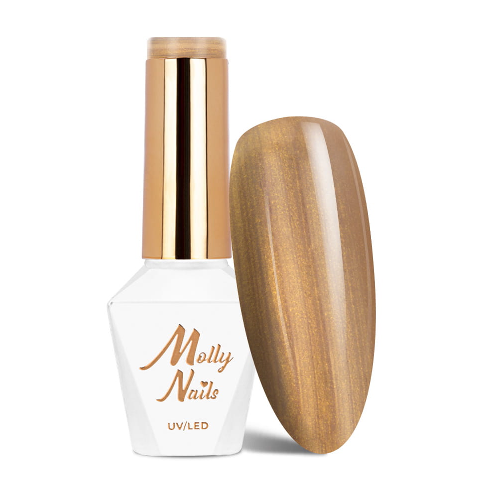 Lakier hybrydowy LED/UV Gel Polish Molly Nails Story Time Nr 620 Golden Gift HEMA/Di-HEMA Free 8g