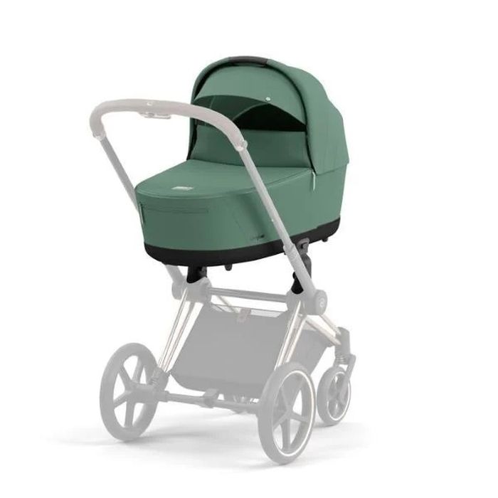 Cybex Priam 4.0 - rama ze stelażem siedziska i z gondolą Lux-Leaf Green-Chrome z czarną rączką