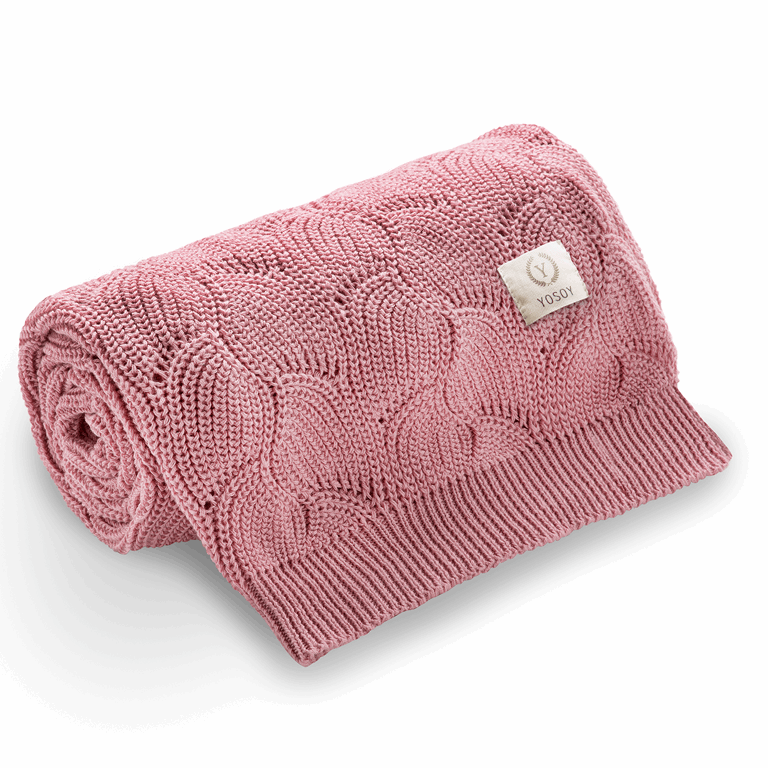 Yosoy Kocyk Waves eco cotton - 100 x 80 cm-Daisy Pink
