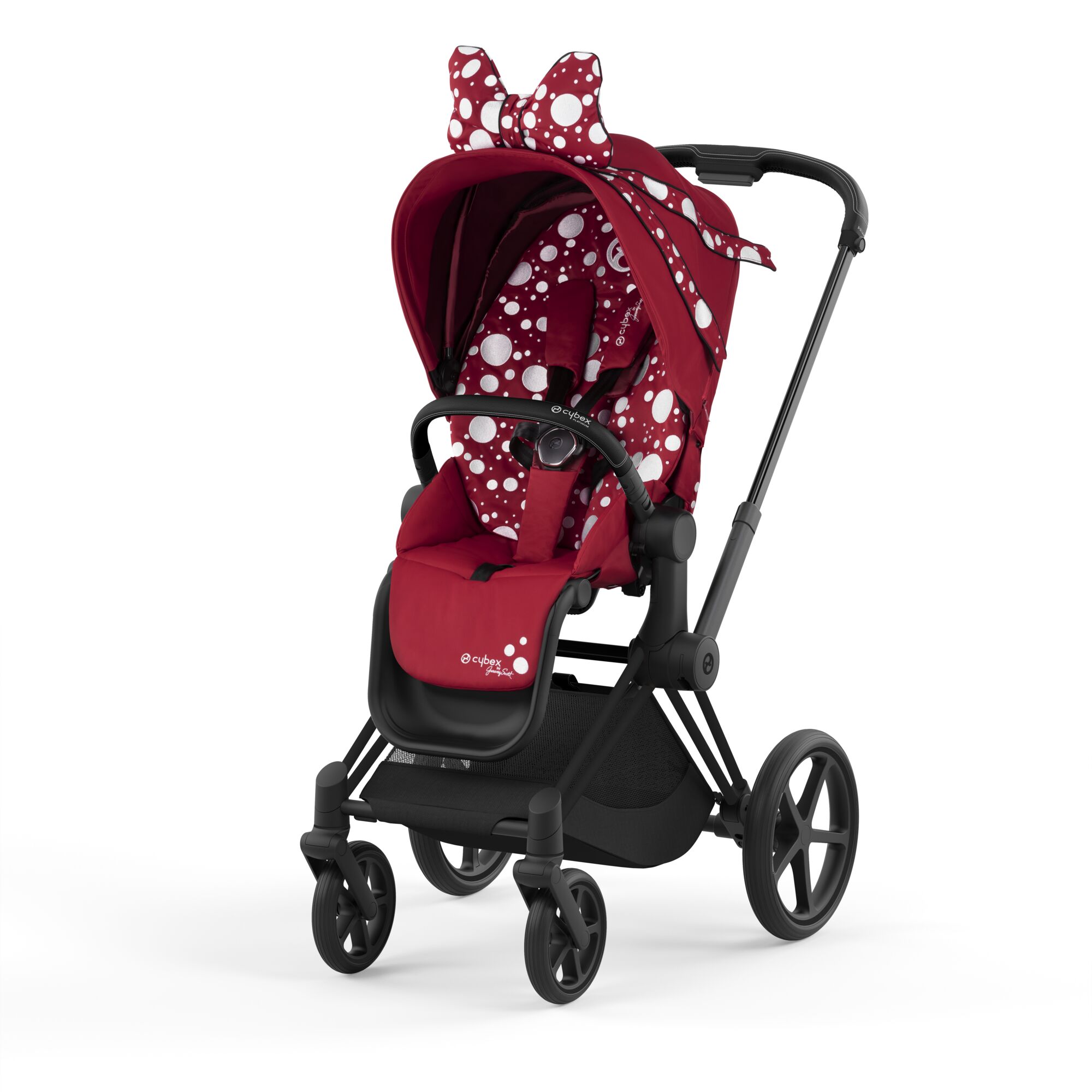 Cybex Priam 4.0 Fashion Collection - wózek spacerowy -Cybex by Jeremy Scott Petticoat-Chrome z brązową rączką
