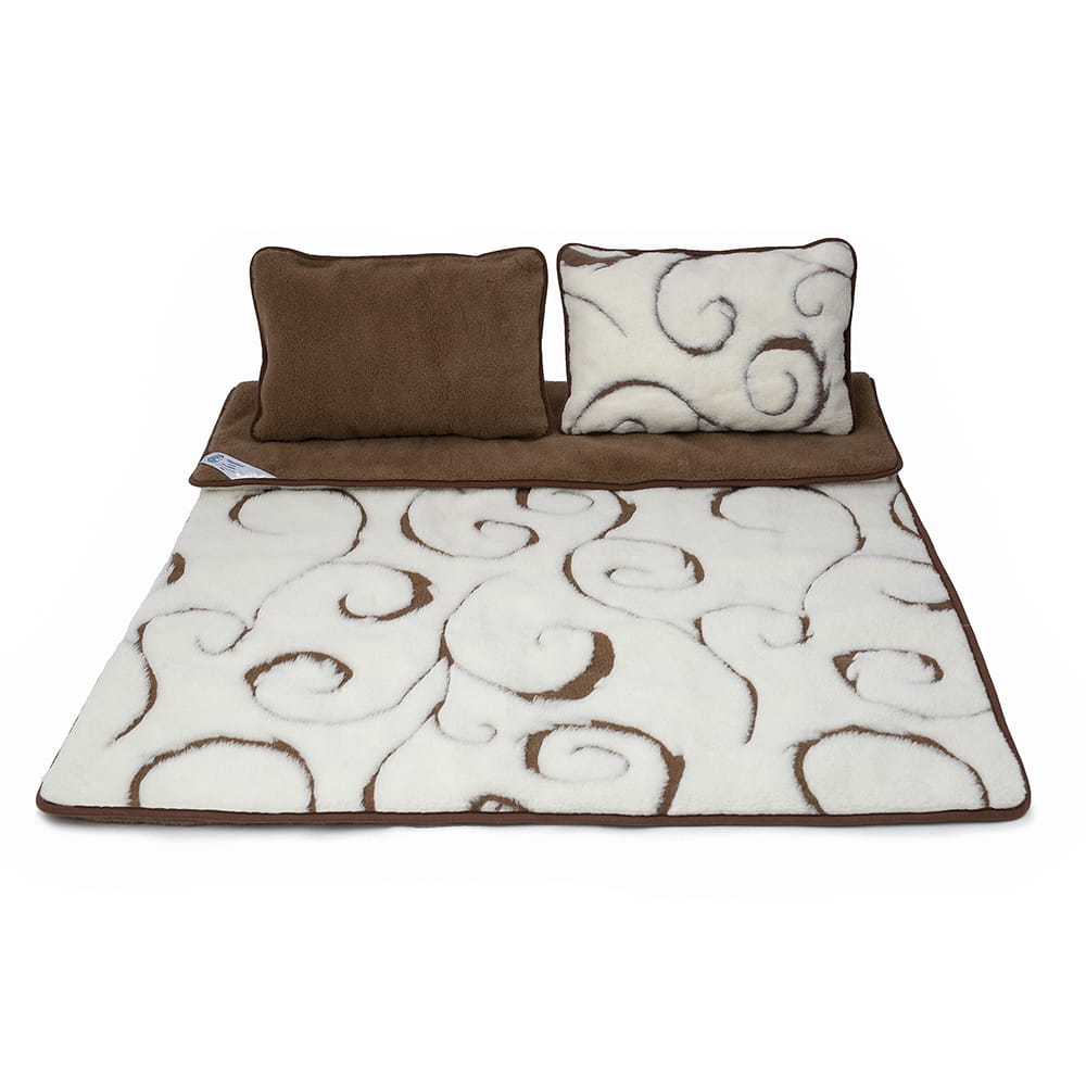 Pościel wełniana camel ciemny/kaszmir liguria (kołdra 180x200, 2x poduszka 70x80)(+-5cm)