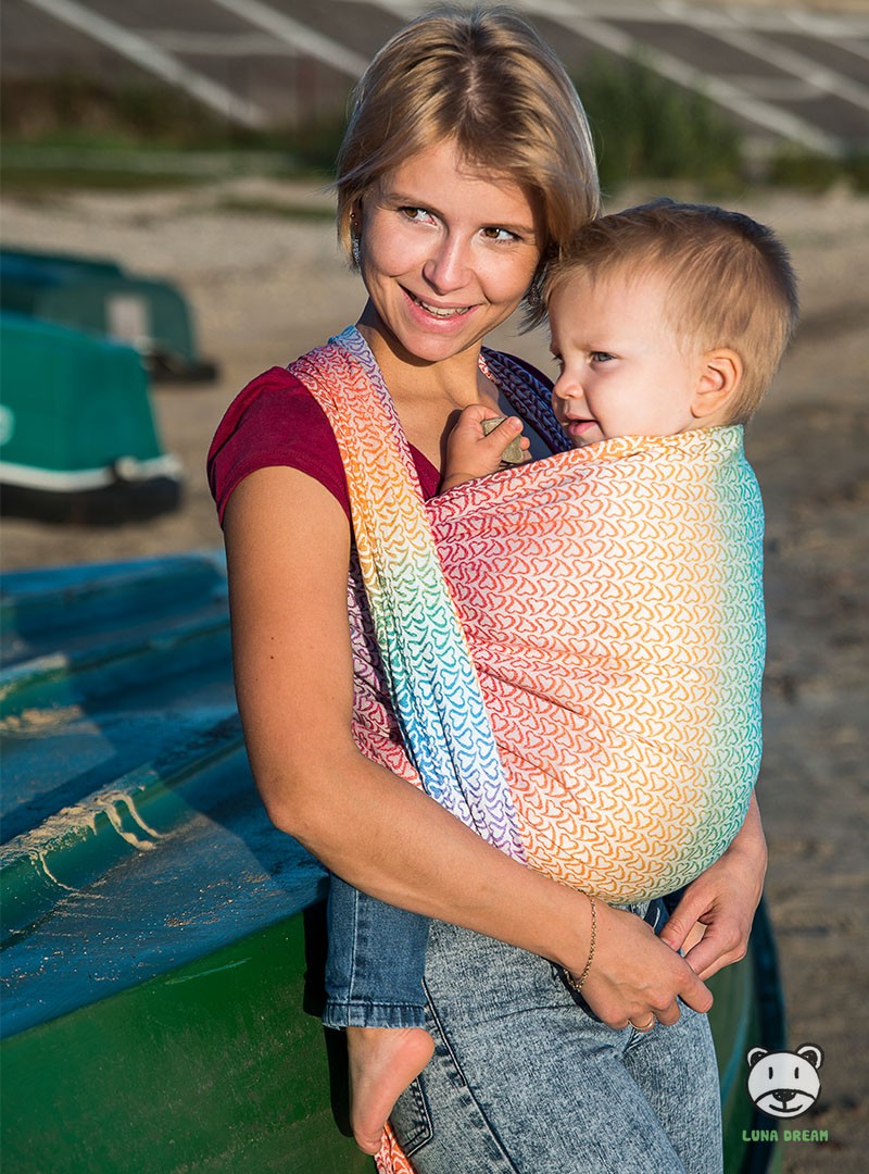 Chusta do noszenia dzieci LITTLE HEARTS RAINBOW - 100% Bawełna, splot żakardowy S (3,6 metra)