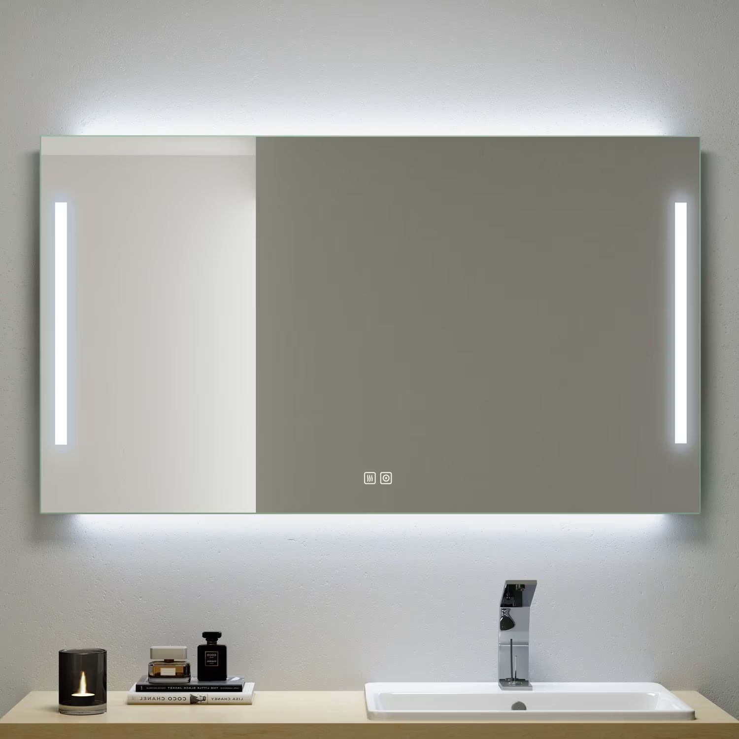 Darmowa Dostawa - Lustro 140x80 cm prostokątne z oświetleniem srebrny Kronenbach Sun US148082KBSNLEDN