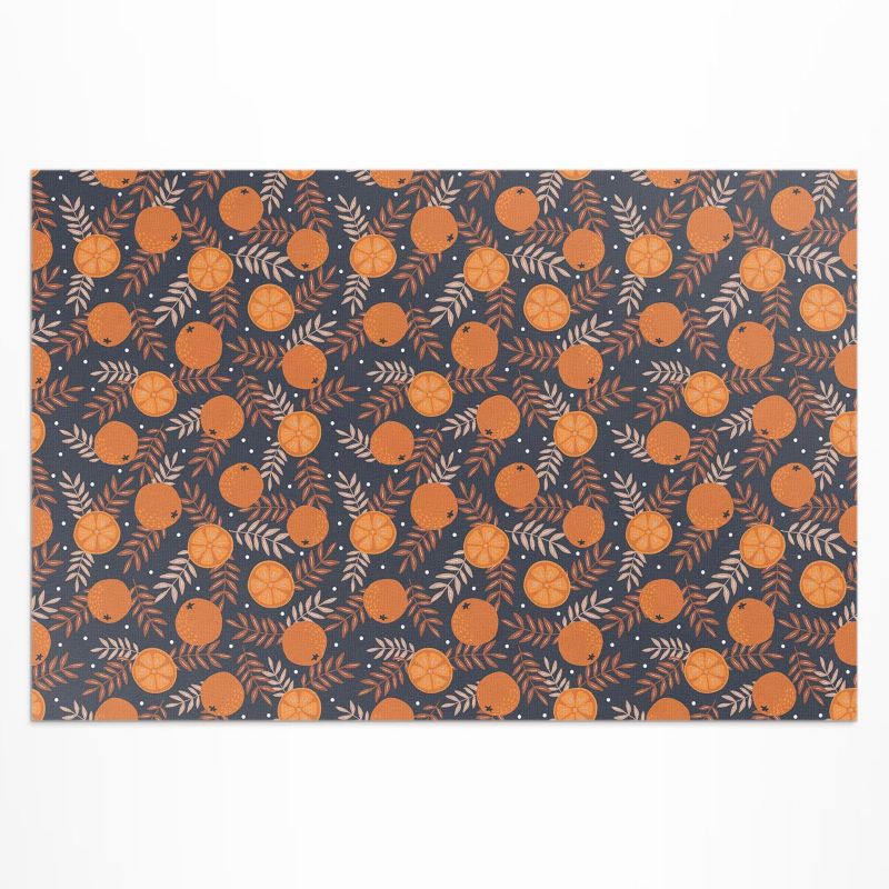 Zewnętrzny Dywan Winylowy Wallfluent 140x210 cm Ilustracja pomarańcze i liście 1 szt.