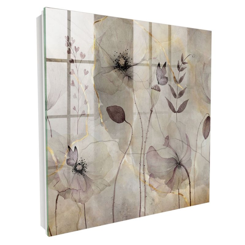 Pudełko Na Klucze Tulup 30x30 cm Delikatna flora - Biała - Otwierana na prawo 1 szt.