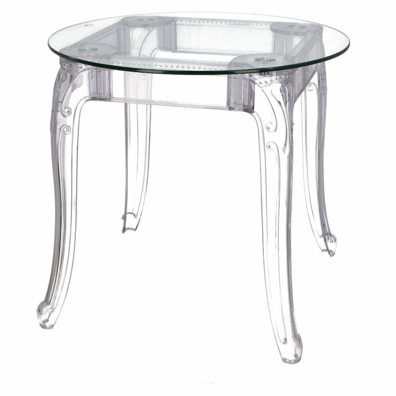 Stół okrągły szklany Ghost INTESI transparentny glamour 80 cm do jadalni i salonu 1 szt.