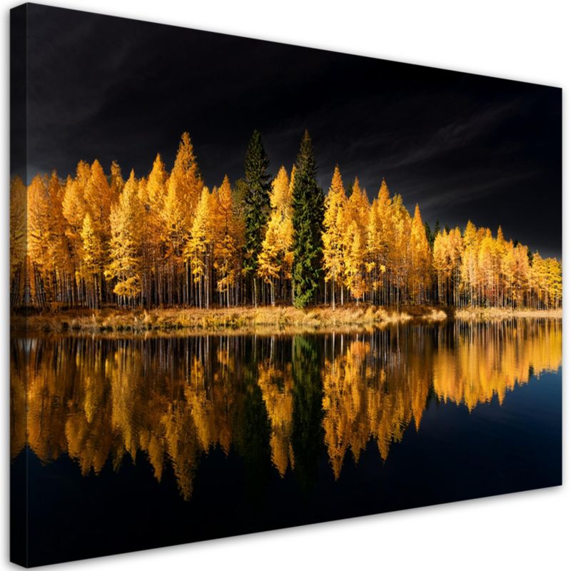 Obraz do salonu sypialni Feeby Krajobraz Las Natura Złoty 120x80 cm 1 szt