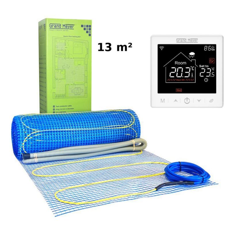 Zestaw Mata grzewcza 13 m² 170 W/m² + Termostat Wi-Fi programowalny SN-10, 1 szt.
