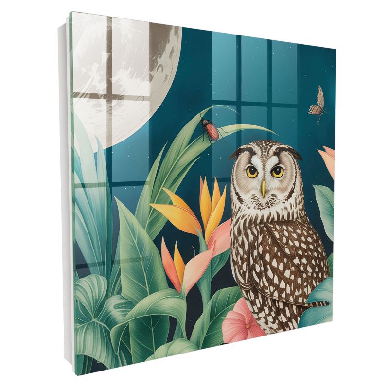 Szklana Szafka Na Klucze Tulup 30x30 cm Egzotyczny pejzaż - Biała - Otwierana na prawo 1 szt.