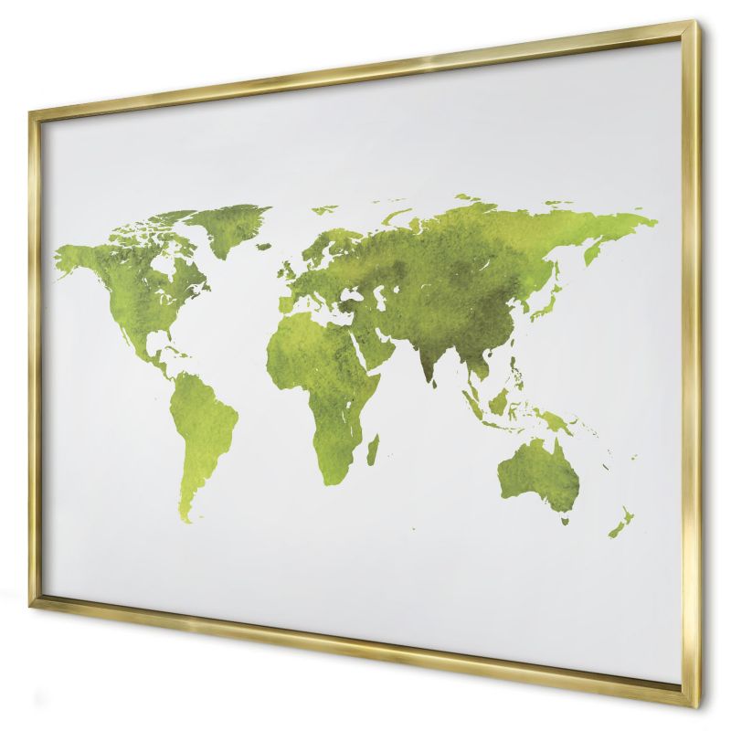 Ozdobna tablica na magnesy Wallfluent 100x70 Zielona mapa w złotej ramie 1szt