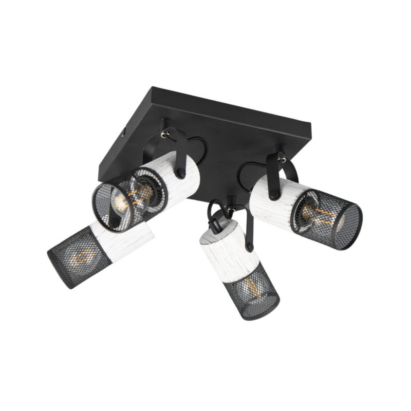 Reflektor spot sufitowy kwadratowy Trio Tosh czarno-biały 4xE14x15W IP20 wym:19,5x22x22cm - 1 szt.