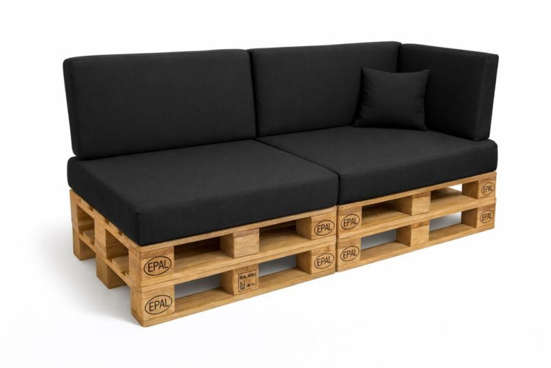 Zestaw 6 poduszke na paletę, Setgarden, 120x50x40 cm, Czarna dwustronne poduszki ogrdowe na meble z palet z zamkiem, 1szt
