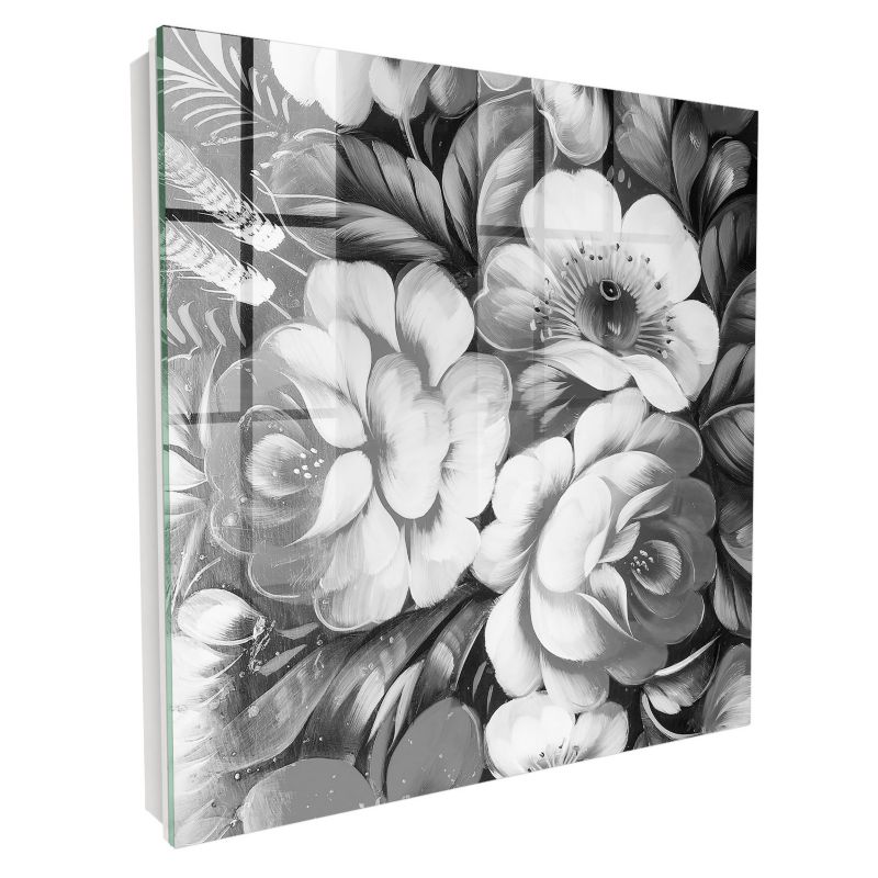 Wieszak Na Klucze Zamykany Tulup 30x30 cm Kwiaty monochromatyczne - Biała - Otwierana na lewo 1 szt.