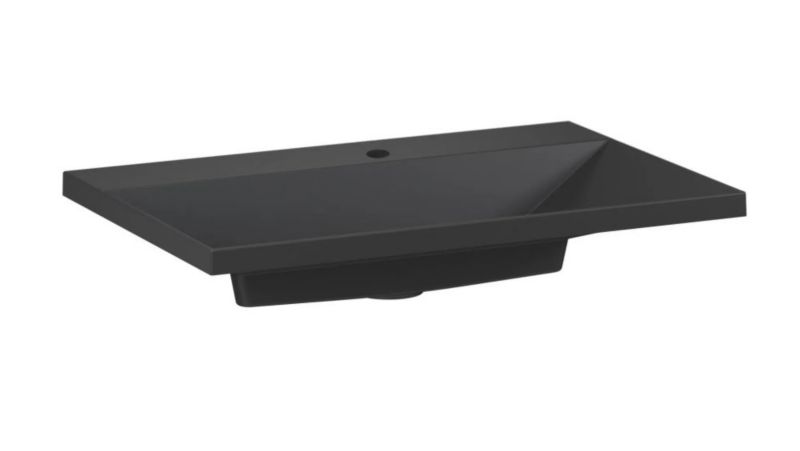 Umywalka wpuszczana KROFAM EDGE 70 cm czarny mat kwarcowa z otworem na baterię 1 szt.