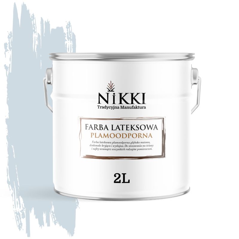 Farba Lateksowa Premium do Ścian i Sufitów Odporna na Plamy NIKKI Szary platynowy jasny H0668 Głęboki Mat 2L