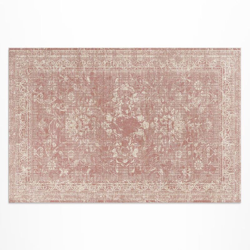 Dywan Winylowy Zewnętrzny Wallfluent 80x120 cm Pudroworóżowy wytarty wzór kwiatowy vintage 1 szt.