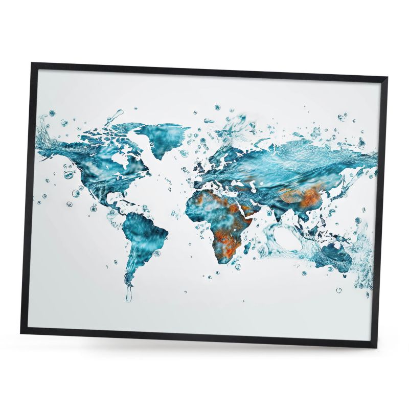Tablica magnetyczna ozdobna ArtPrintCave 80x60 Wodna mapa w czarnej ramie 1szt