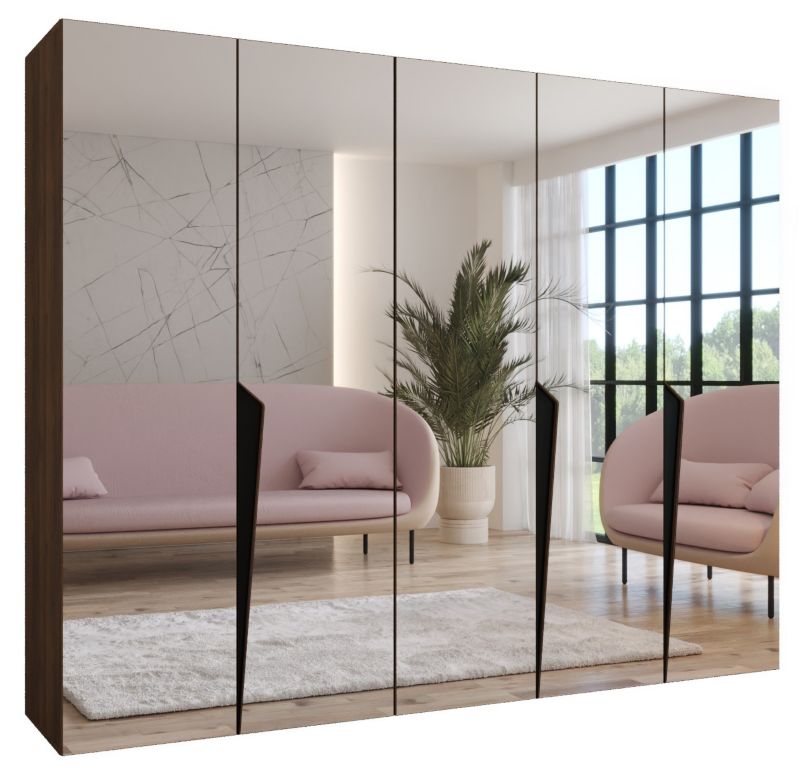 Szafa uchylna z lustrem z lustrem otwierana Abiks PIANO 3 250 wys 202 cm Orzech Warmia + Czarny 1 szt