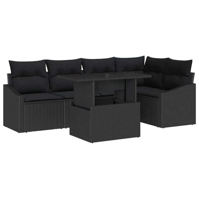 Zestaw mebli ogrodowych WaszeMeble 6-cz. z technorattanu czarny z poduszkami WM-3349009 1 kpl