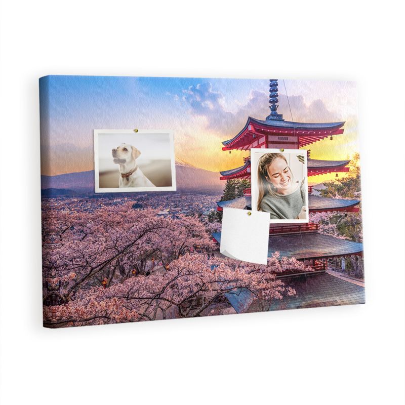 Tablica Korkowa Tulup 60x40 cm Japońskie budownictwo Obraz dekoracyjny ścienny Pinezki kolorowe 1 kpl
