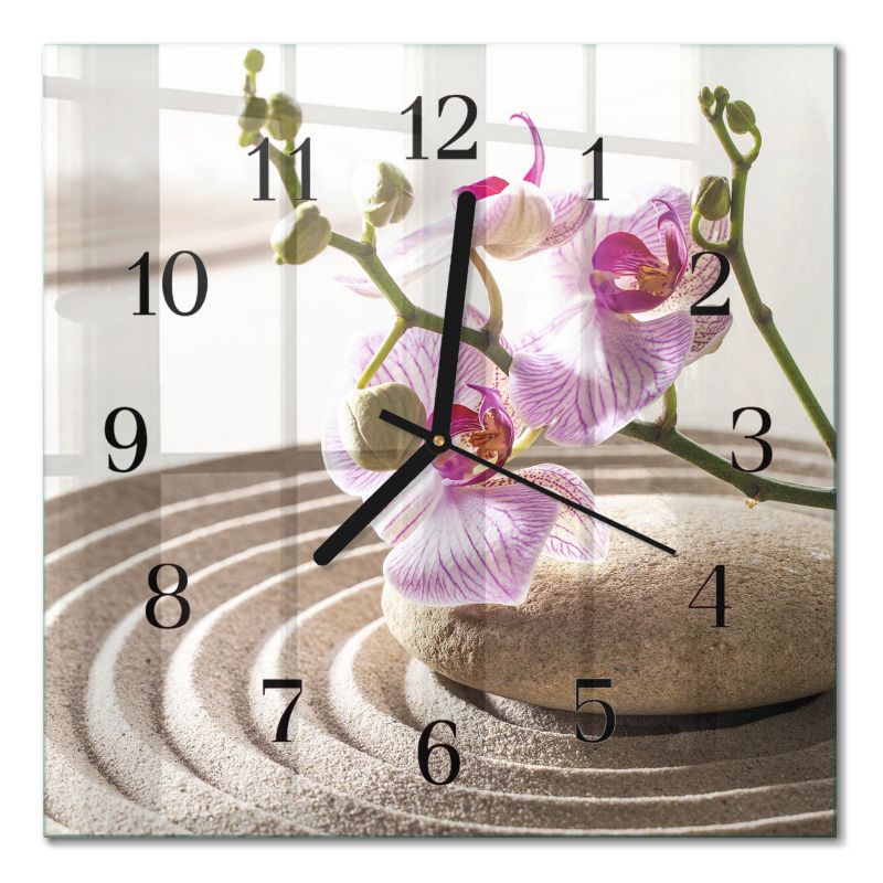 Zegar Ścienny Nowoczesny Tulup 30x30 cm z Czarnymi Wskazówkami Orchidea Piaskowa 1 szt.