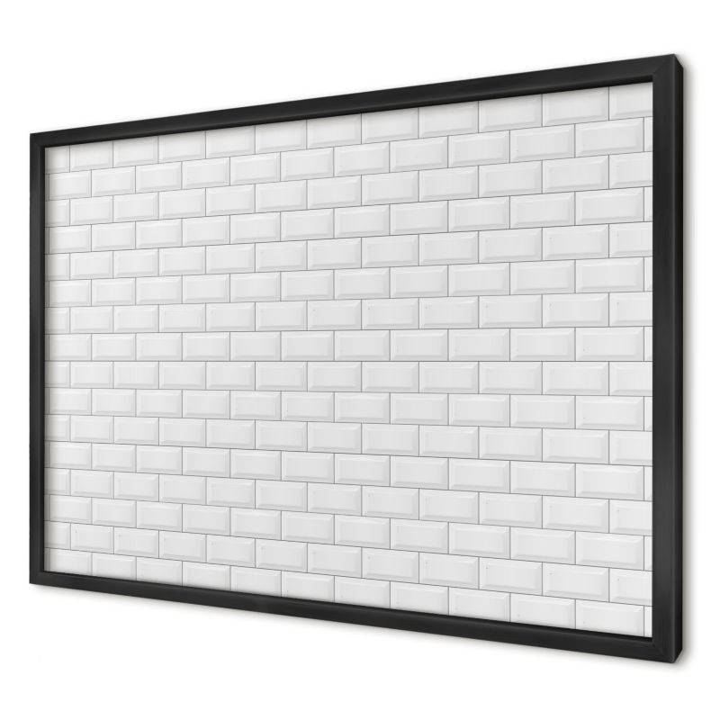 Tablica magnetyczna do salonu Wallfluent 60x40 Białe cegły w czarnej ramie 1szt
