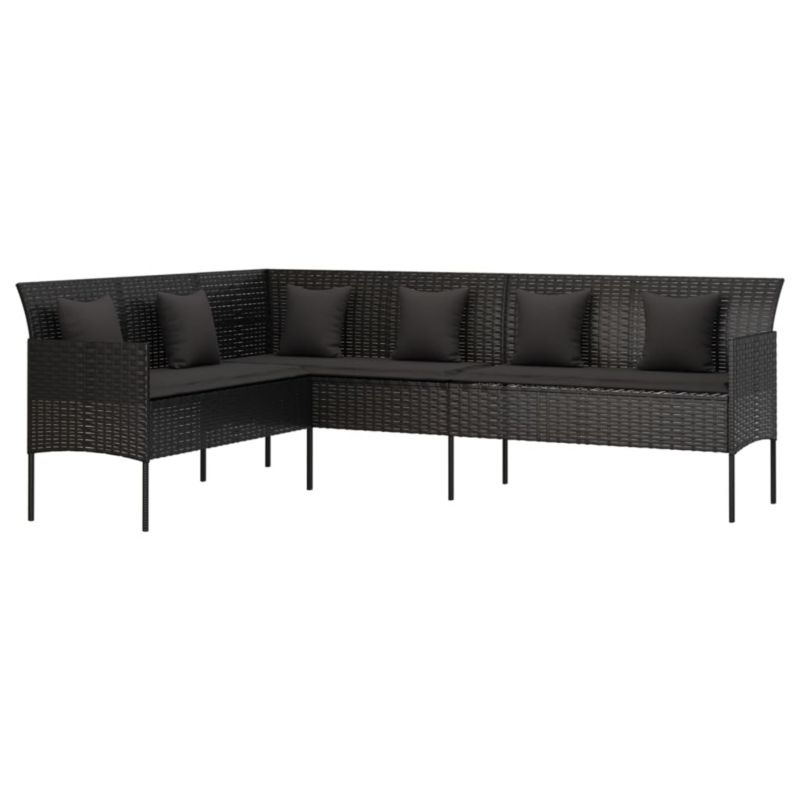 Sofa ogrodowa WaszeMeble z technorattanu czarna z poduszkami WM-362336 1 szt.