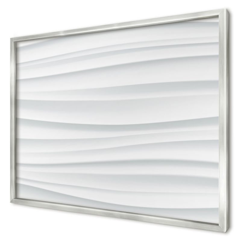 Tablica magnetyczna do salonu Wallfluent 70x50 Białe fale w srebrnej ramie 1szt