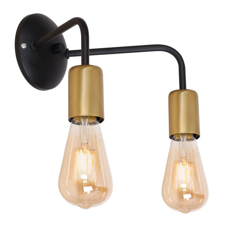 Kinkiet ścienny Luminex Brenda czarny mat-złoty mat styl minimalistyczny 2 x E27 x 15W IP20 wym: 21 x 25 x 22 cm - 1 szt.