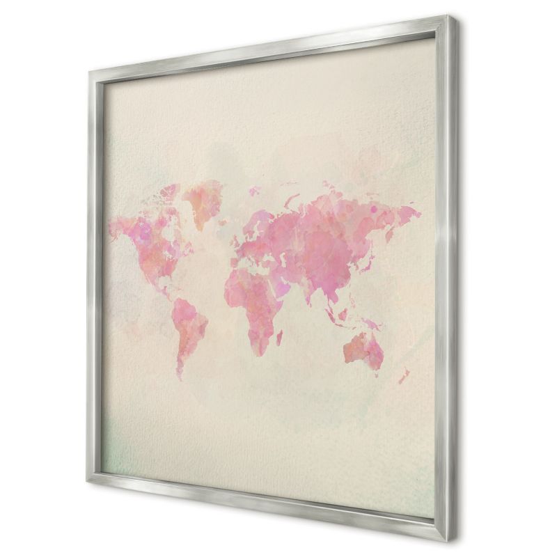Tablica magnetyczna ozdobna Wallfluent 50x50 Mapa świata w srebrnej ramie 1szt