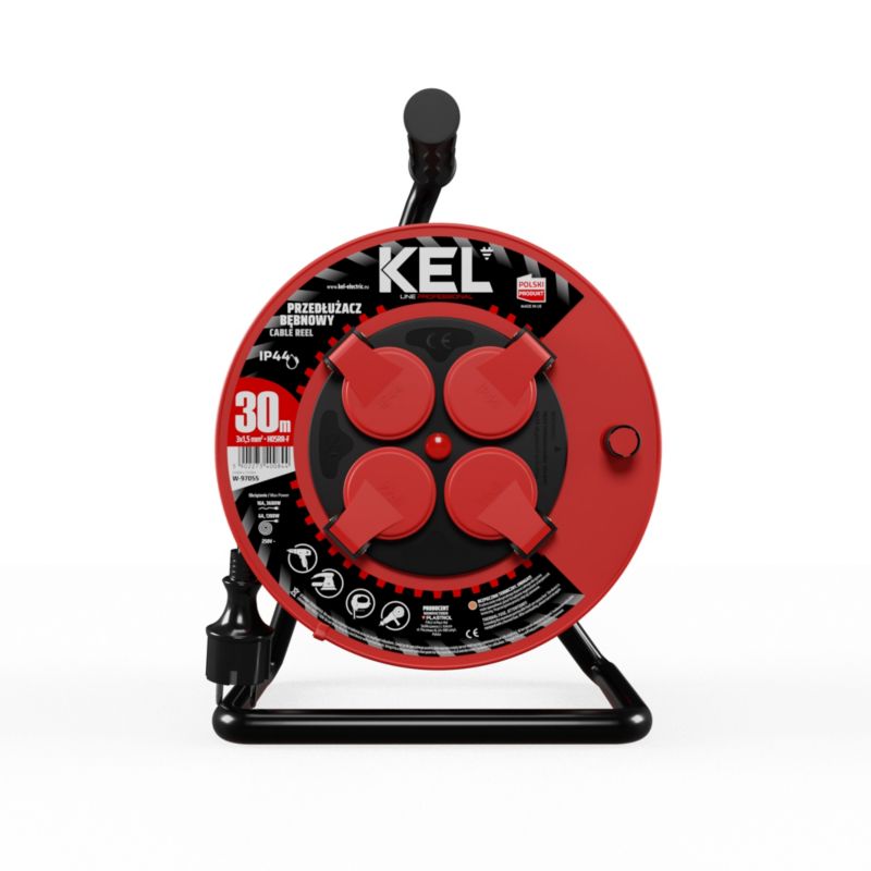 Przedłużacz bębnowy budowlany KEL PROFESSIONAL LINE 30 m 4 gniazda 3 x 1,5 mm² IP44 1 szt.