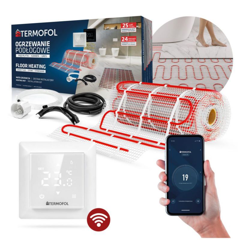 Zestaw mata grzewcza TERMOFOL moc 150W/m² szerokość 50 cm powierzchnia 15m² + termoregulator TF-H6 WIFI 1kpl