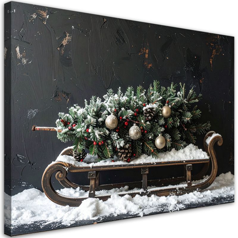 Obraz do salonu jadalni biura Feeby Choinka święta prezenty sanki 120x80cm 1szt