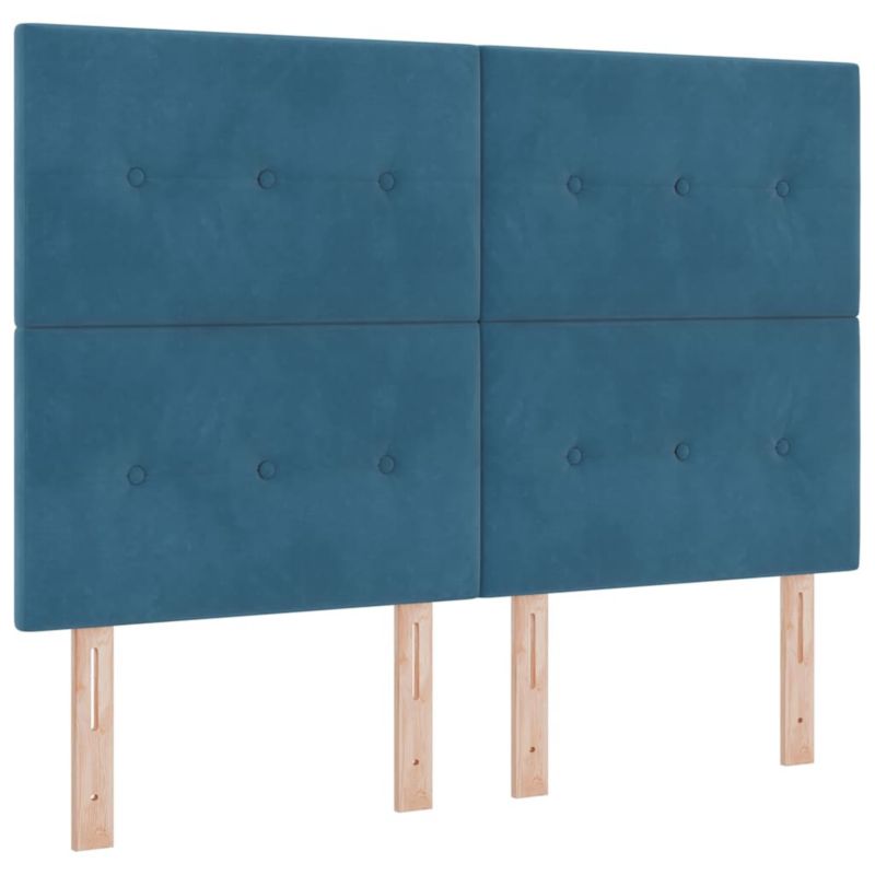Łóżko z materacem WaszeMeble 135x190 cm Ciemnoniebieski aksamit z LED WM-3343314 1 szt.