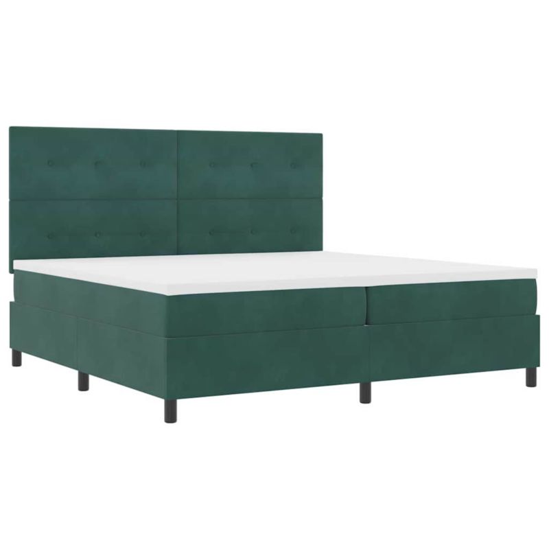 Łóżko z materacem WaszeMeble 200x200 cm Ciemna zieleń aksamit z LED WM-3343337 1 szt.