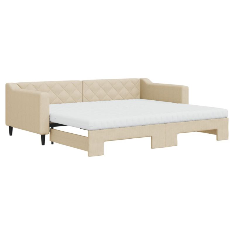 Sofa rozkładana WaszeMeble 90x200 cm Kremowy tkanina WM-3197448 1 szt.