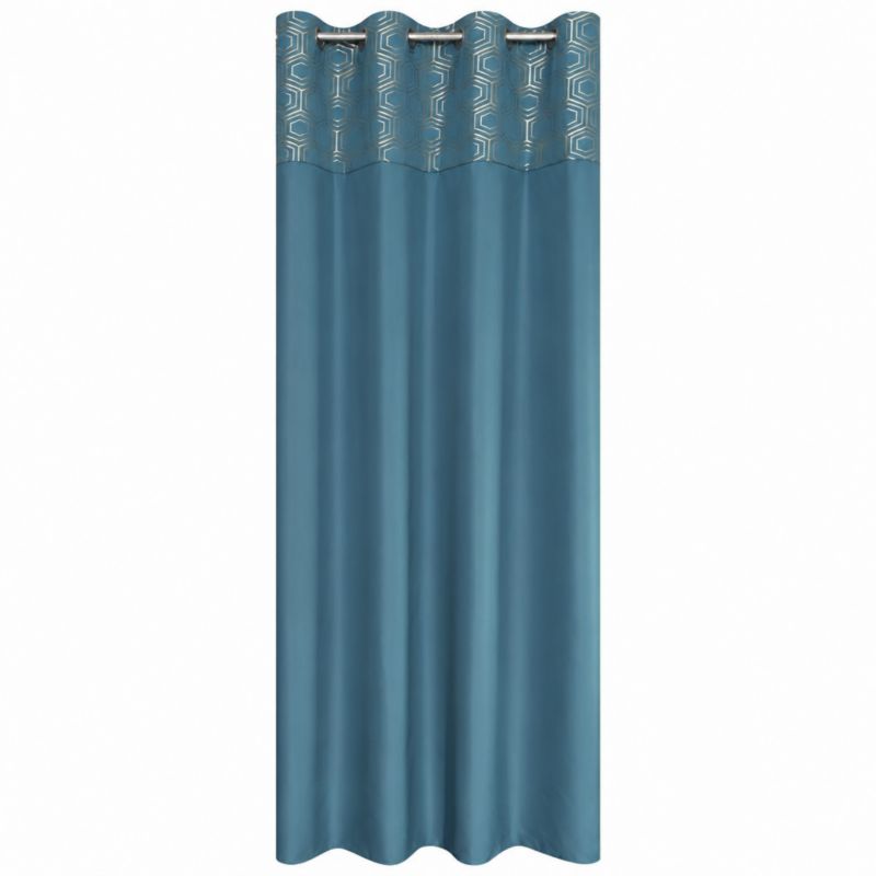 Zasłona gotowa przelotki Eurofirany 140x250 niebieski złota 1 sztuka