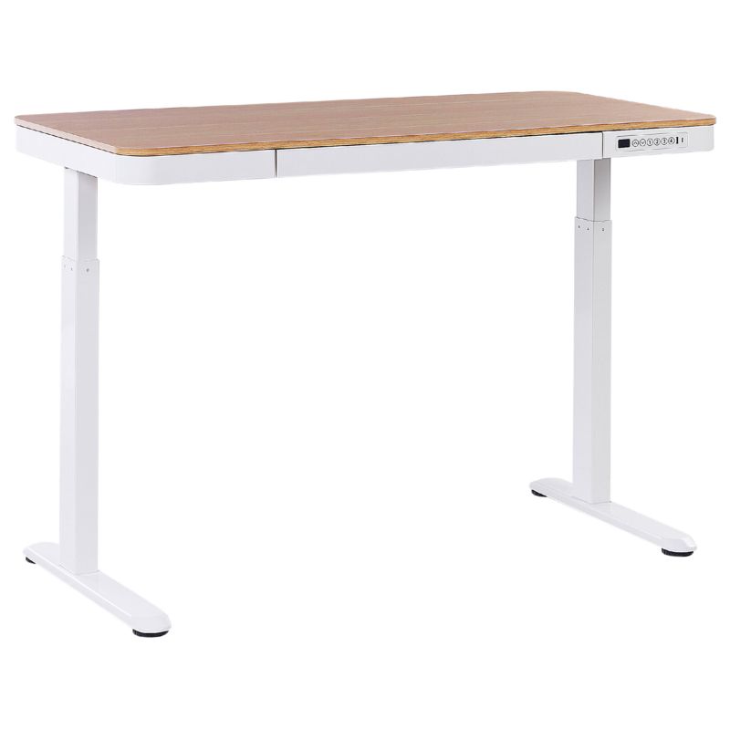 Biurko regulowane elektrycznie Kenly 120 cm 60 cm Z portem USB Brązowy/ biały 1 szt.