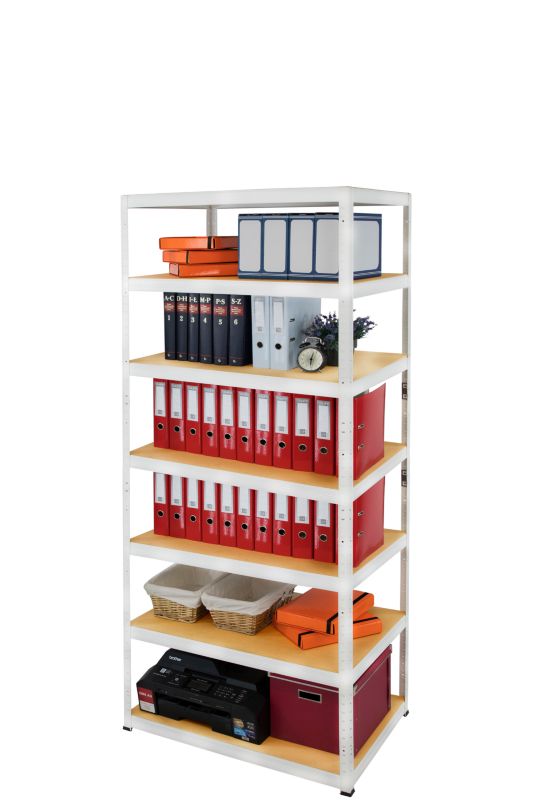 Regał metalowy MODO24 magazynowy biały helios 270x110x35cm 7 półek po 350 kg 1 szt.