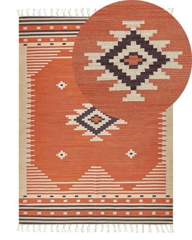 Dywan Gavar Pomarańczowy 140 x 200 cm Kilim Bawełna 1 szt.