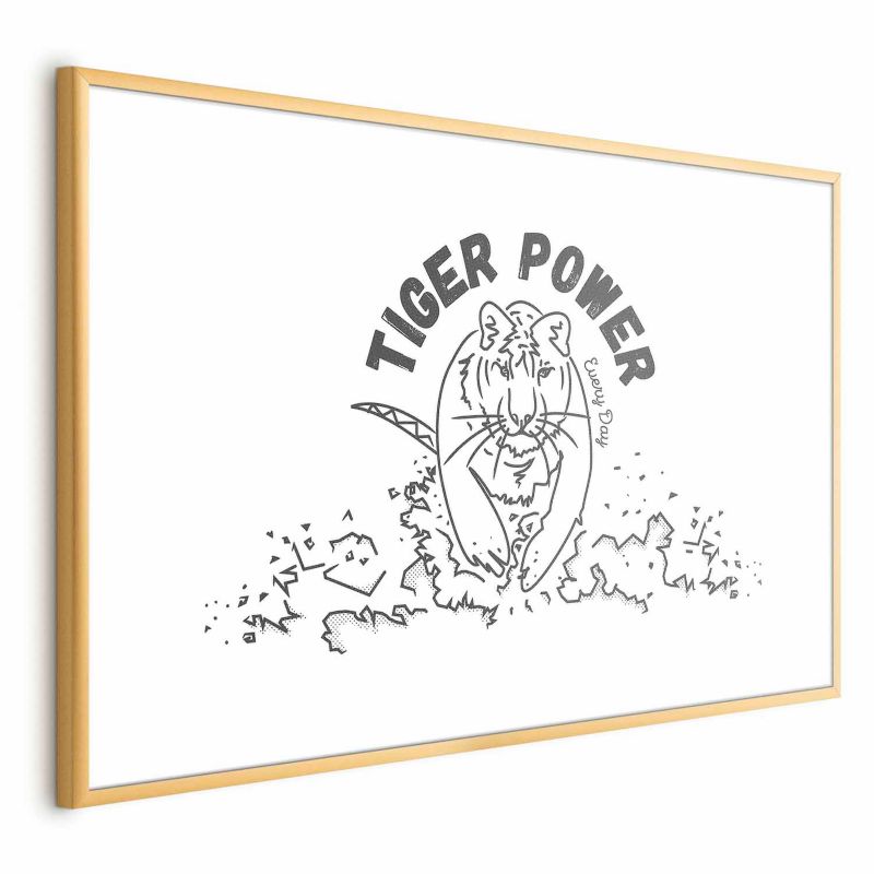 Plakat Artgeist Tiger power 42x29,7 cm z ramą złotą 1 szt