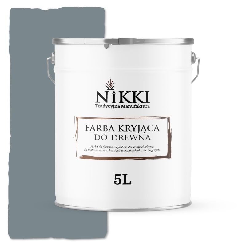 Farba do Drewna Kryjąca na Zewnątrz i Wewnątrz NIKKI Wiewiórka Szara RAL7000 Półmat 5L