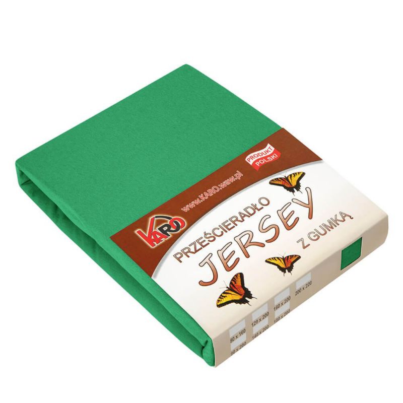 Prześcieradło jersey z gumką KARO 160x200 zielone-trawiaste 1 szt.