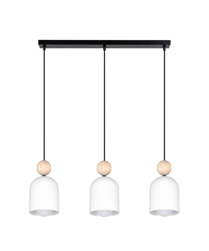 Lampa sufitowa wisząca SOLT HEXE E27 metal drewno 3 x 60W biały H0619 1 szt.